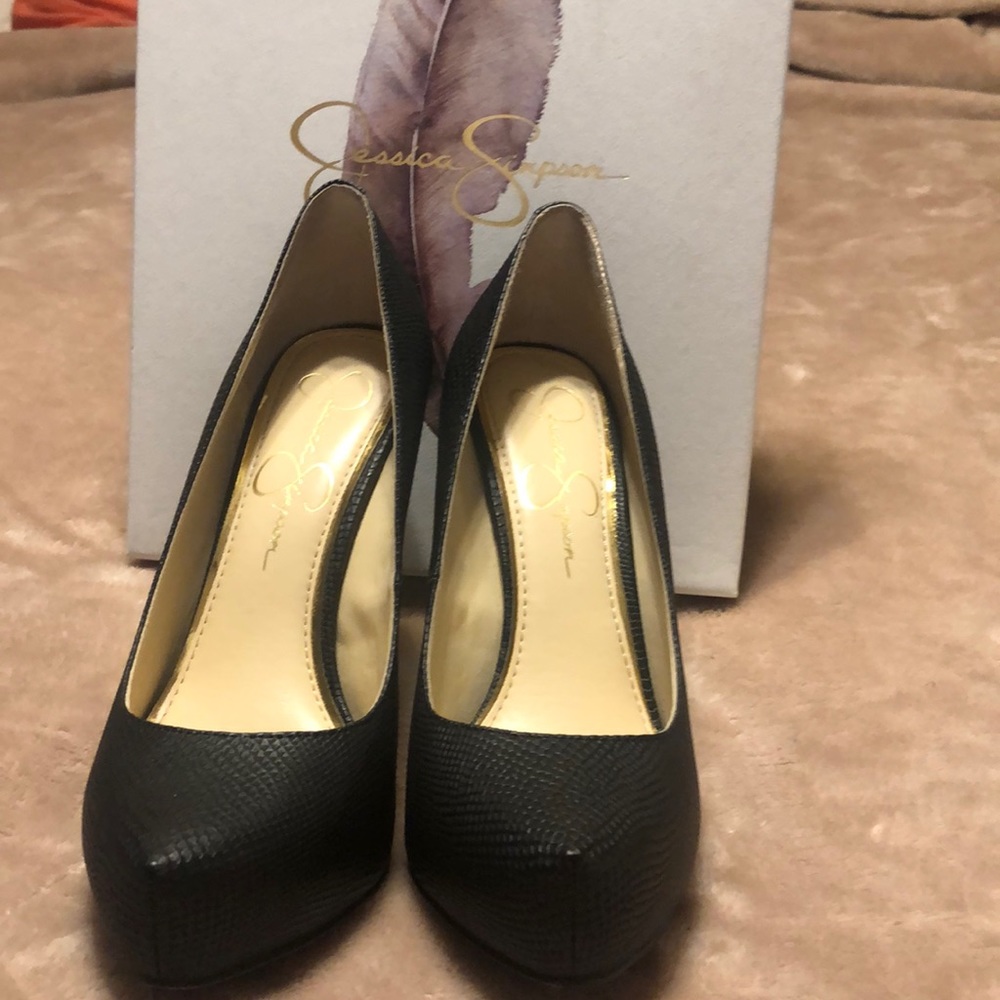 Jessica Simpson Black Rumba Snake 7.5 Heels